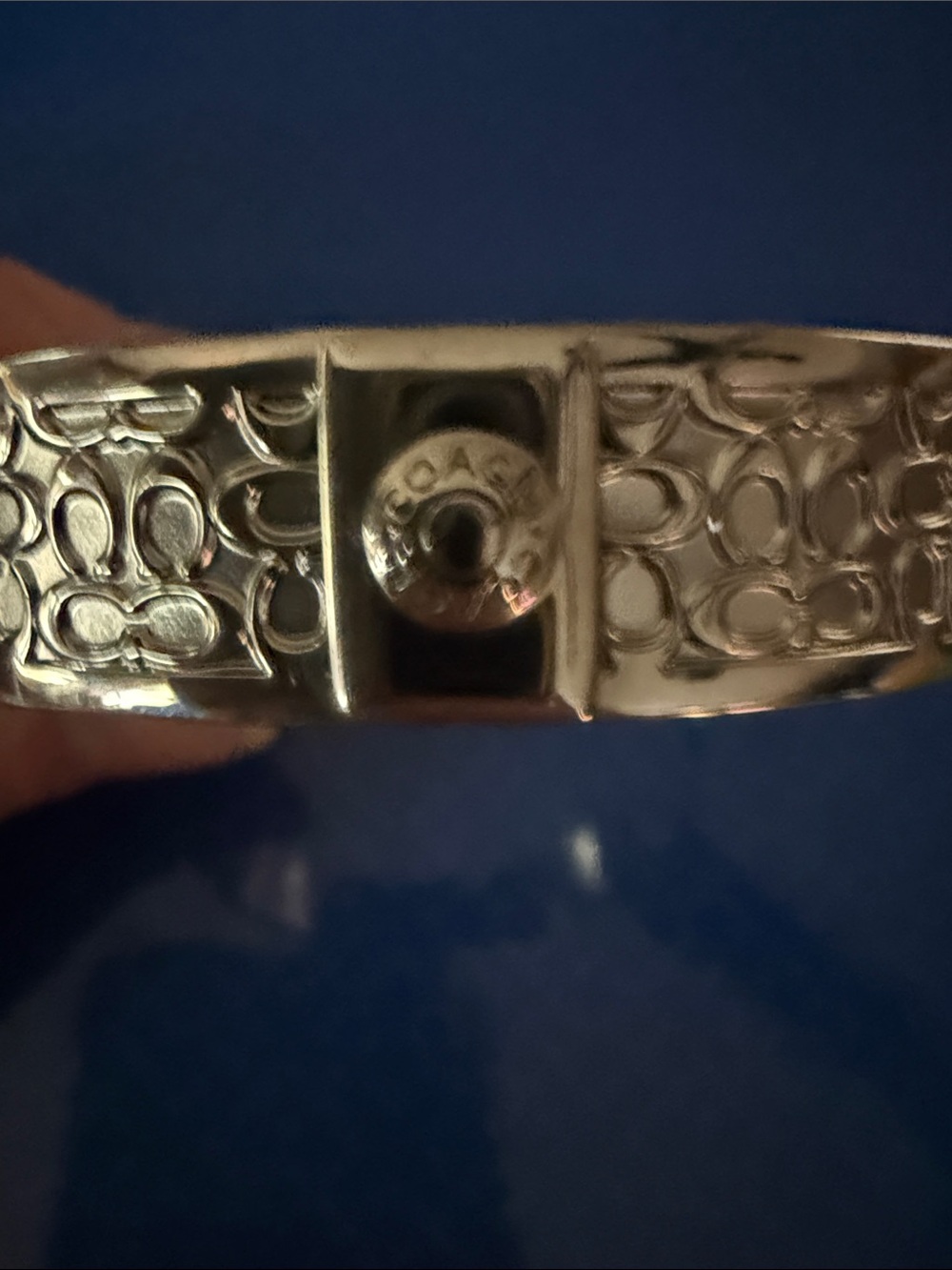 Coach Silver Logo-Pattern Cuff Bracelet